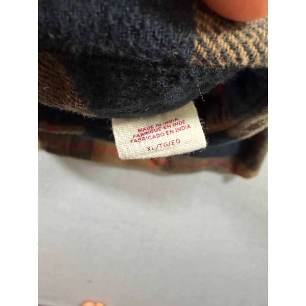 Levi's Plaid Flannel Shirt Jacket Tan Black Buffalo Check Cotton Fall Grunge - Picture 6 of 7